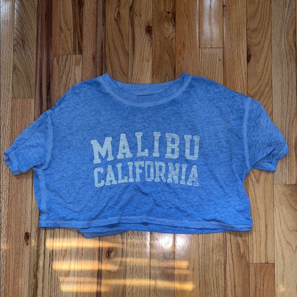 Blue graphic crop boyfriend tee